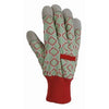 Garden Gloves, Leather-Palm, Canvas Back, Coral, Women's Medium